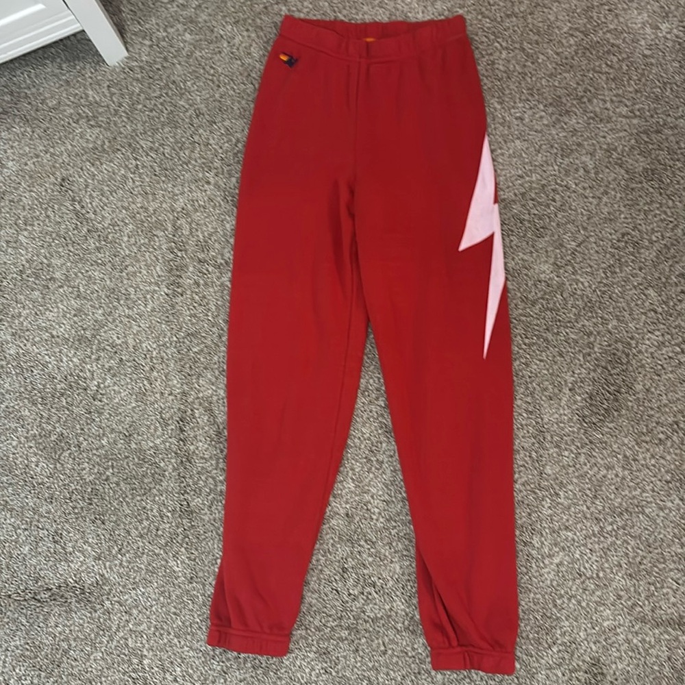 aviator nation red lightning bolt sweatpants unworn kids size 14